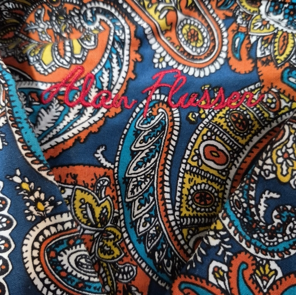 Paisley Patterned Men's XL Shirt Multicolor -Alan Flusser / Preowned - Picture 6 of 6
